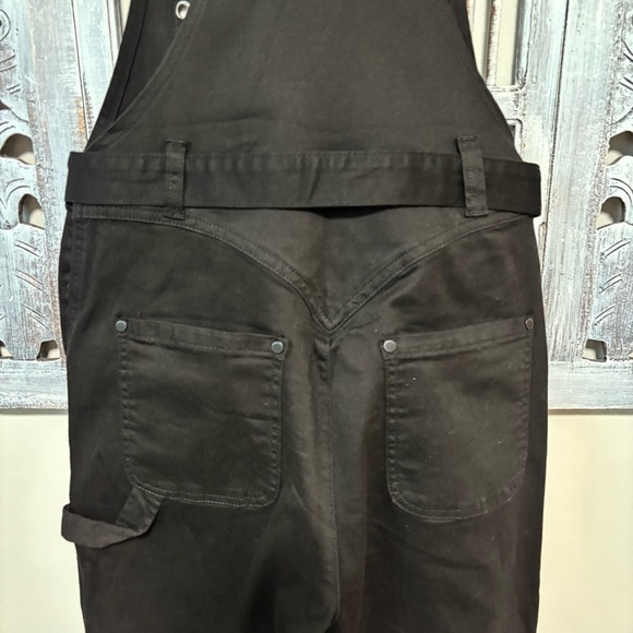 New BuffBunny Over It Alls Black Stretch Cotton Straight Leg Overalls Size S - Picture 15 of 16